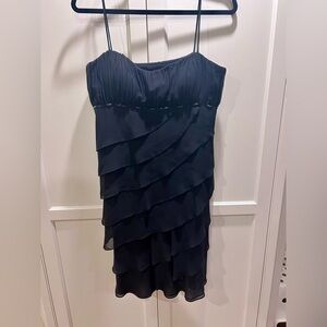 S.L. Fashions Black Tiered Mini Dress